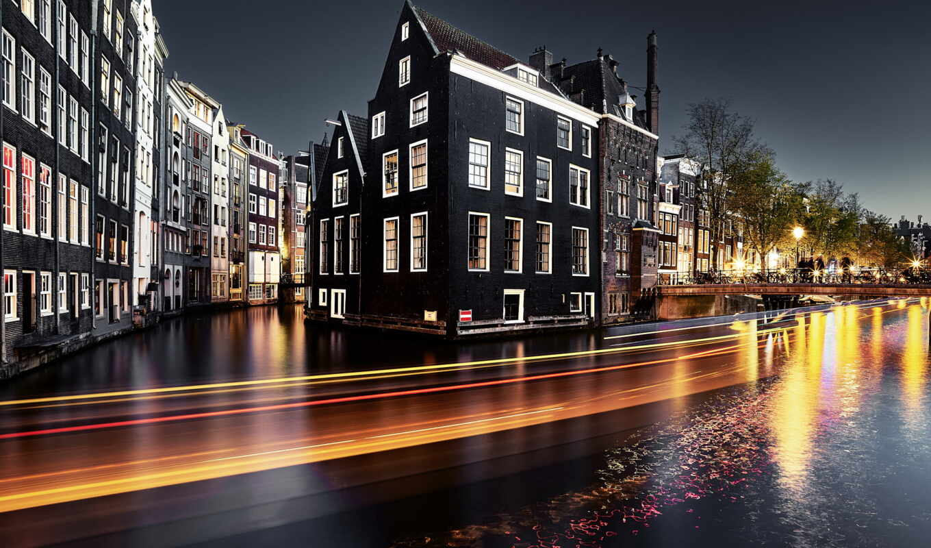 музыка, город, ночь, water, улица, amsterdam, bar, кафе, holland, aen