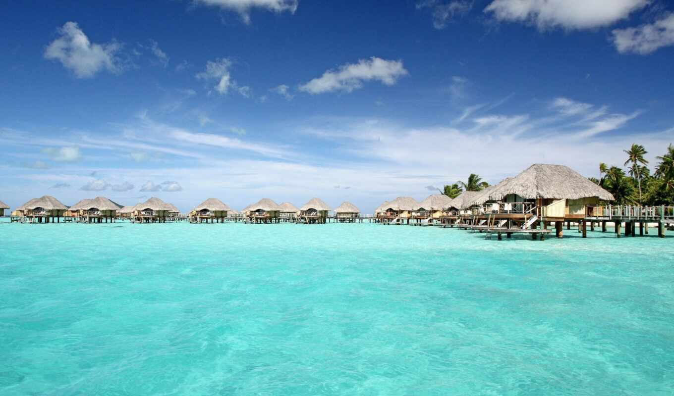 blue, water, пляж, villas, resort, lagoon, pearl, bora, tranquil