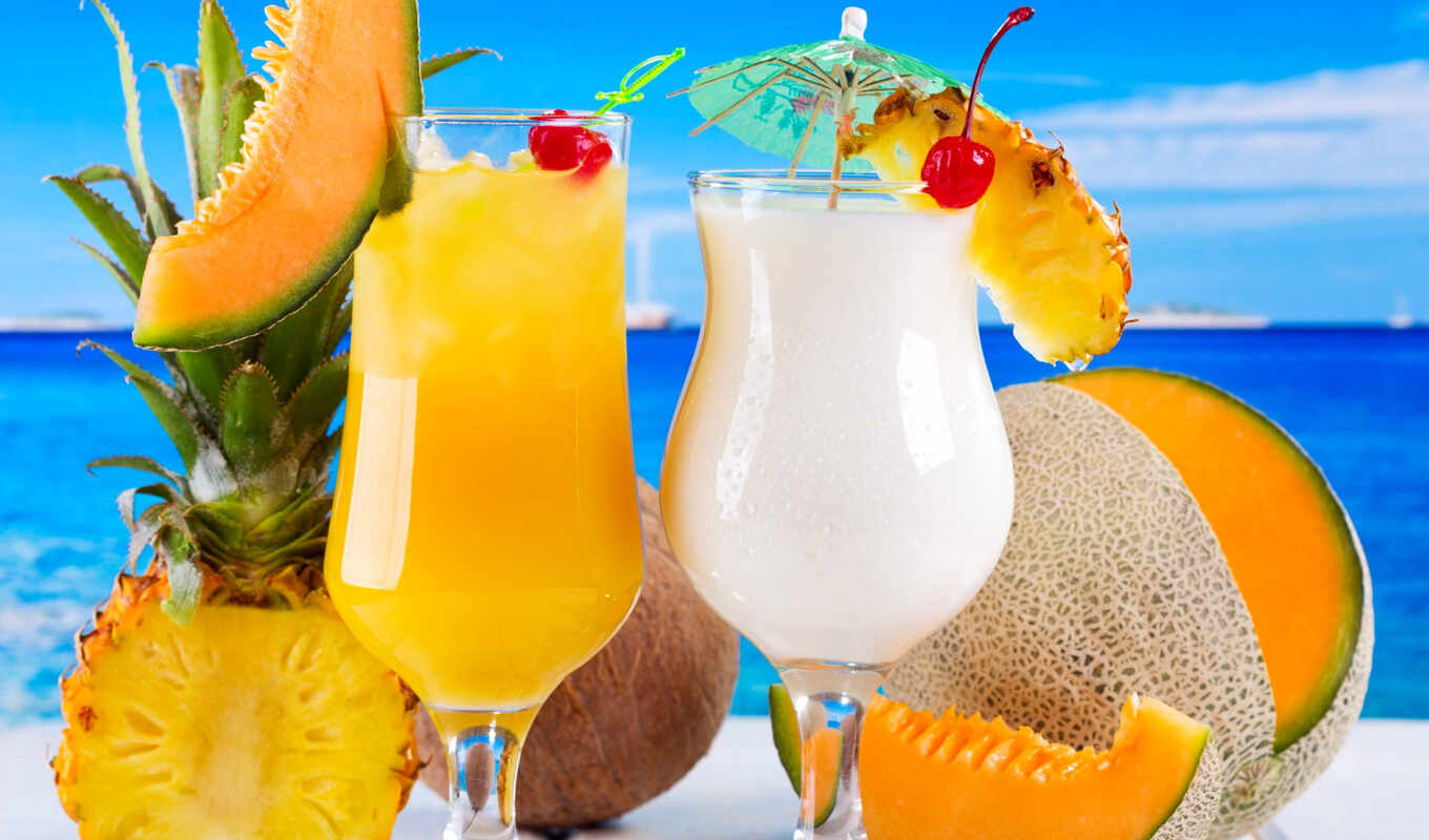 плод, коктейль, кокосовый, pineapple