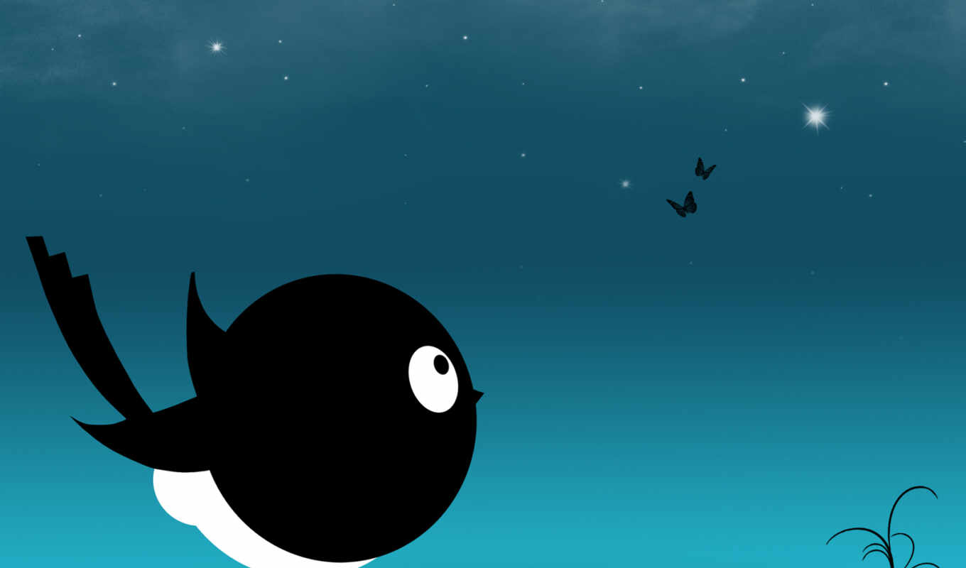небо, black, blue, там, птица, flying