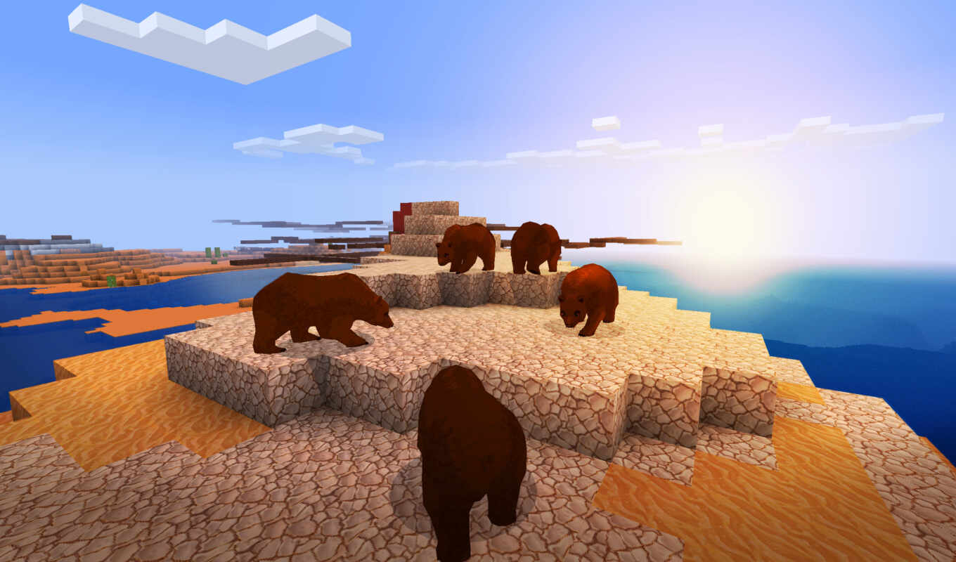 медведь, game, minecraft, art