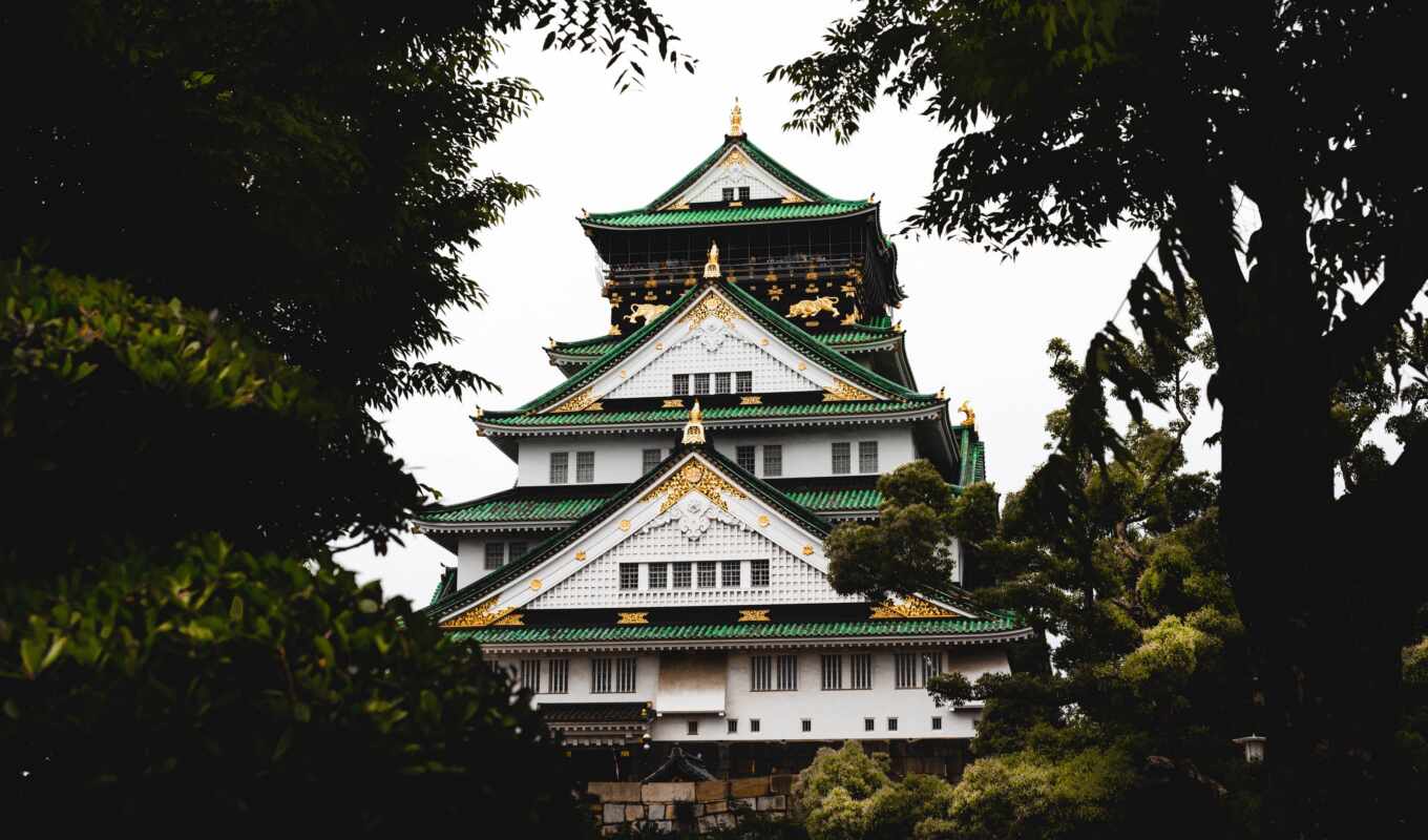 castle, pagoda, osaka