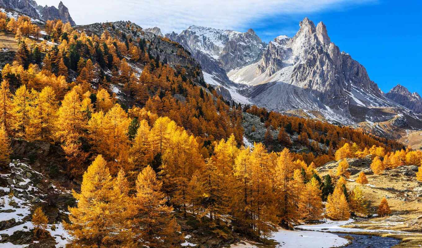 гора, осень, альпы, долина