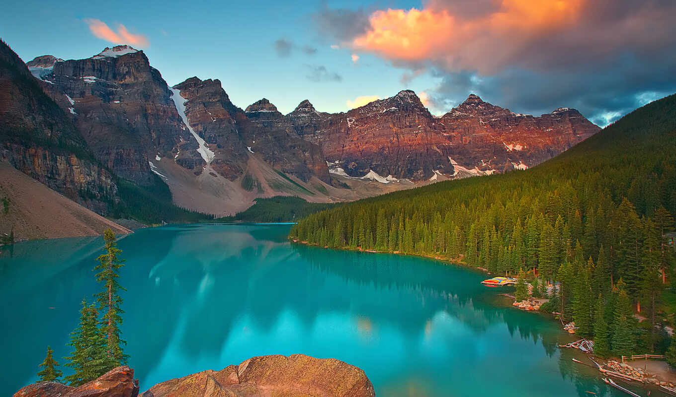 озеро, природа, landscape, канада, красивый, national, moraine, banff, канадский, горы