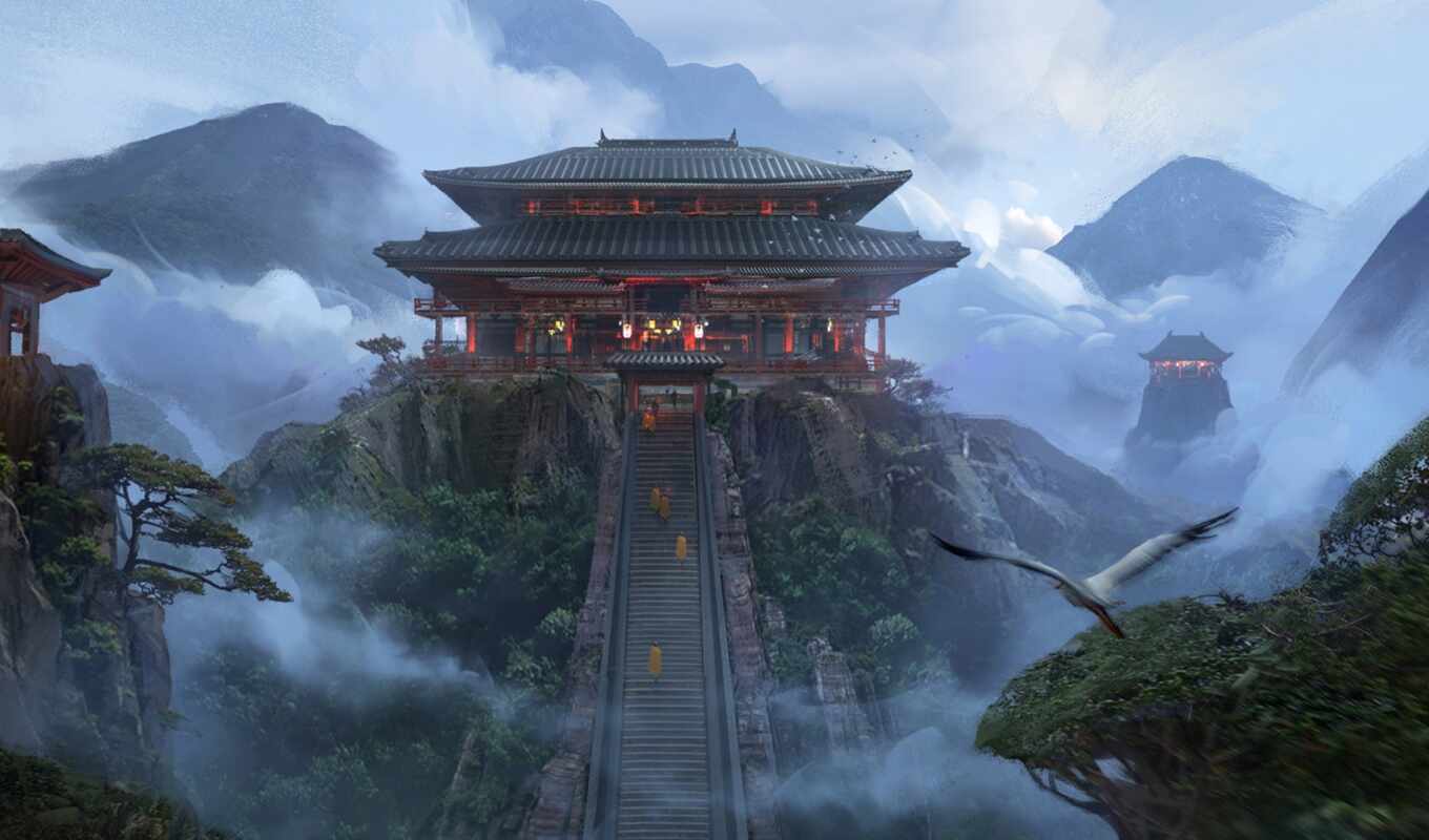 art, гора, храм, japanese, alex, concept, ich, china, musica