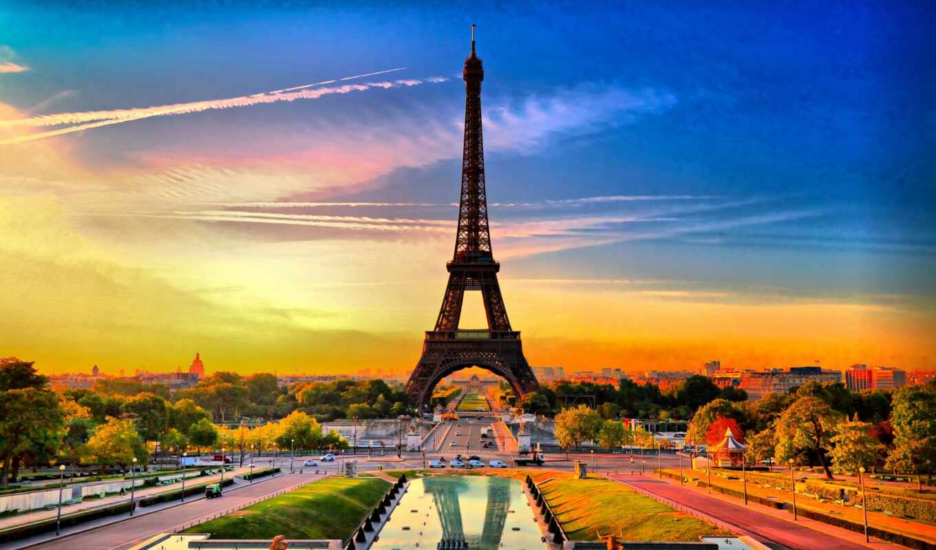 париж, день, башня, francii