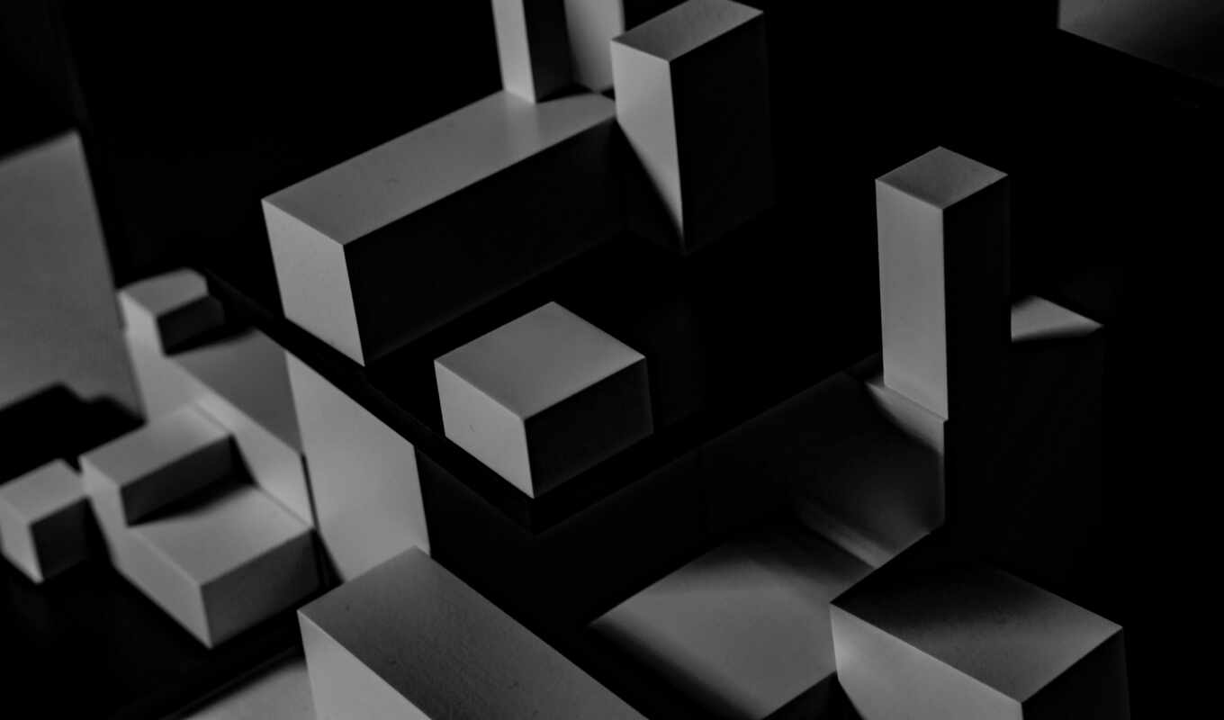 black, think, кубик, white, серый, design, dark, grey, block, geometric