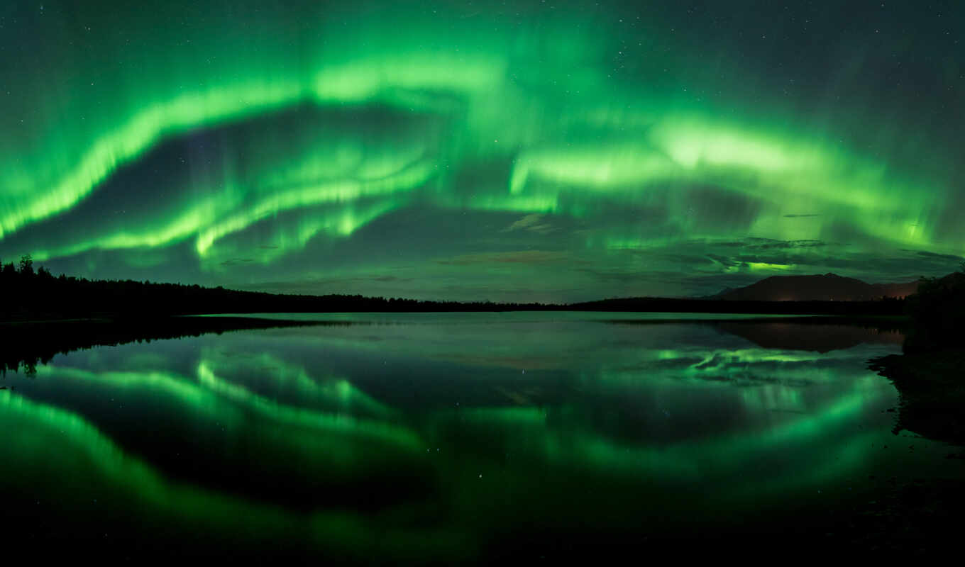 озеро, огни, aurora, аляска, northern, borealis, северное, сияние