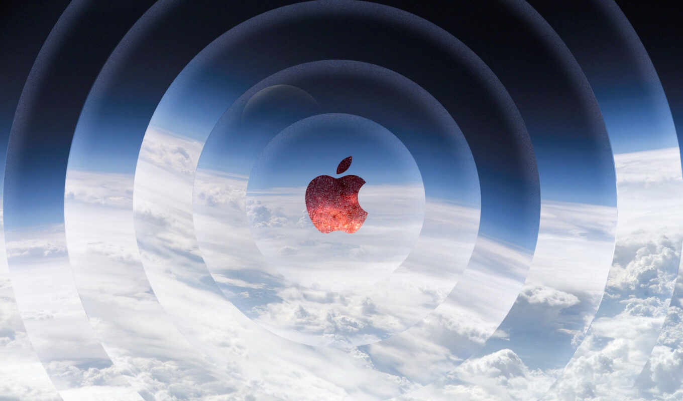 небо, apple, красный, фотошоп, лого