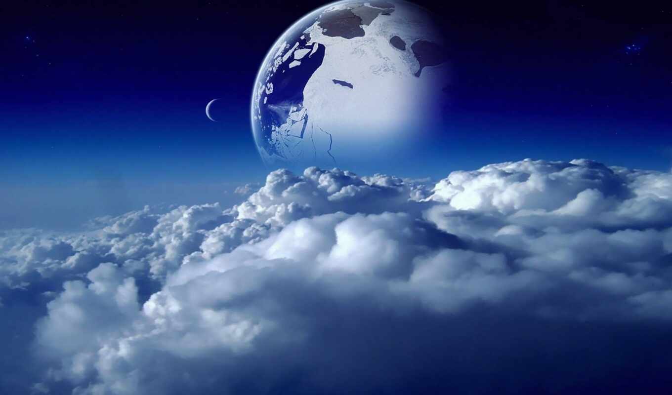 небо, blue, космос, planet, облако