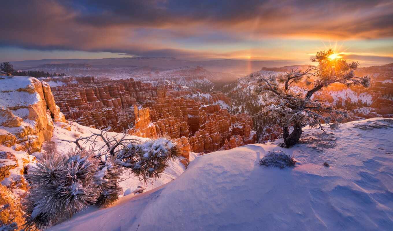 небо, red, new, снег, winter, утро, park, national, utah, каньон, брайс