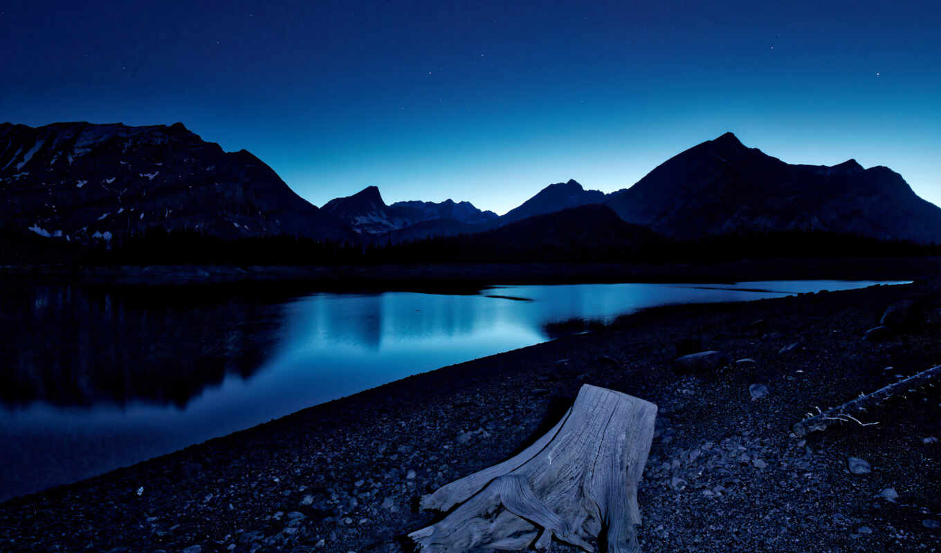 lake, photo, blue, background, star, hour, kananaskis