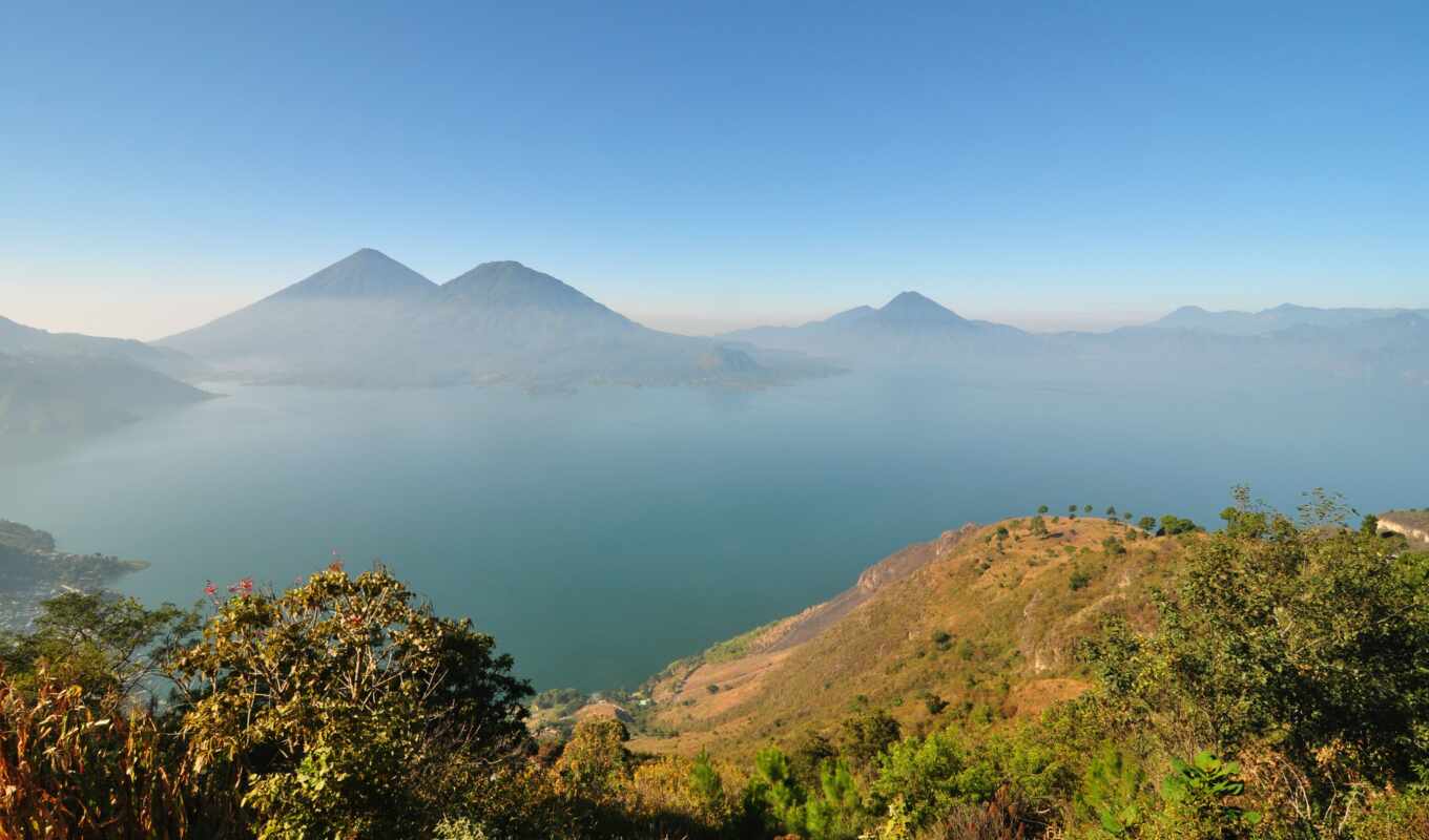 озеро, природа, фотографий, туман, горное, туры, гватемала, атитлан, гватемалы