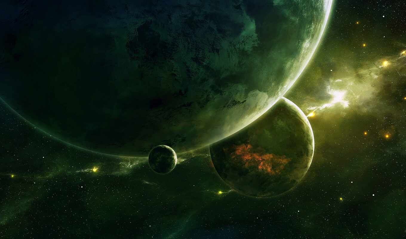 зелёный, космос, planet, star, nebula, сатурн, метеорит, vzryt