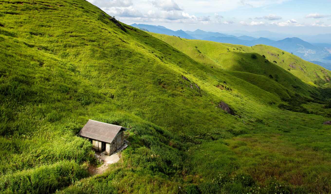 природа, mobile, house, трава, hill