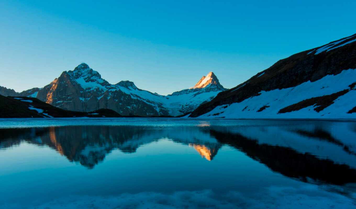 озеро, гора, отражение, швейцария, bachalpsee