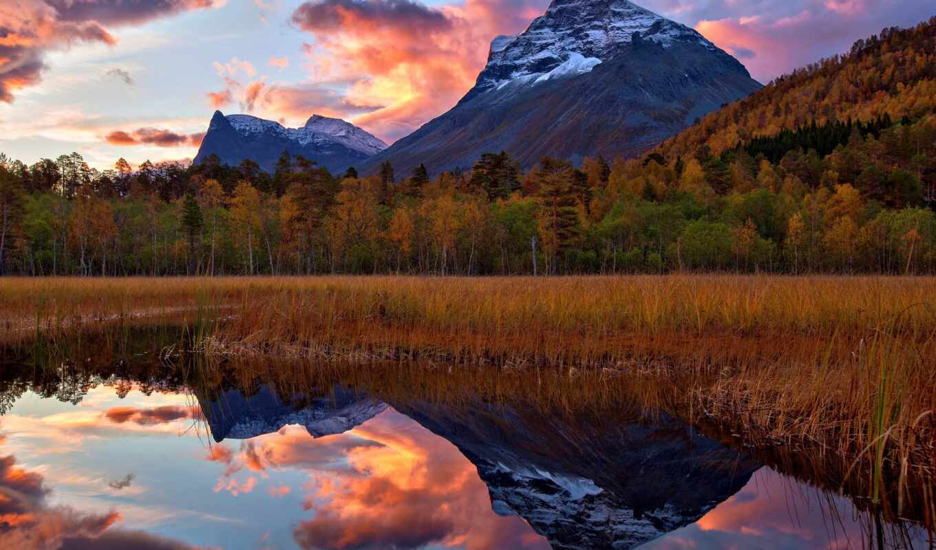 lake, forest, mountain, autumn