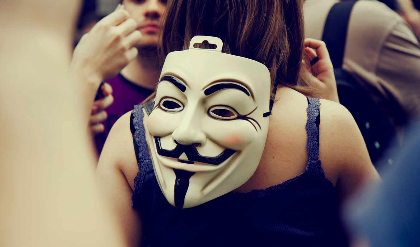 desktop, girl, pictures, eyes, mask, anonymous, crowd