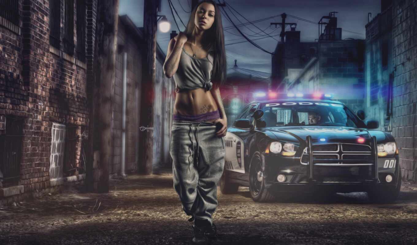 girl, full, the most, dodge, charger, challenger, police, pursuit, cars