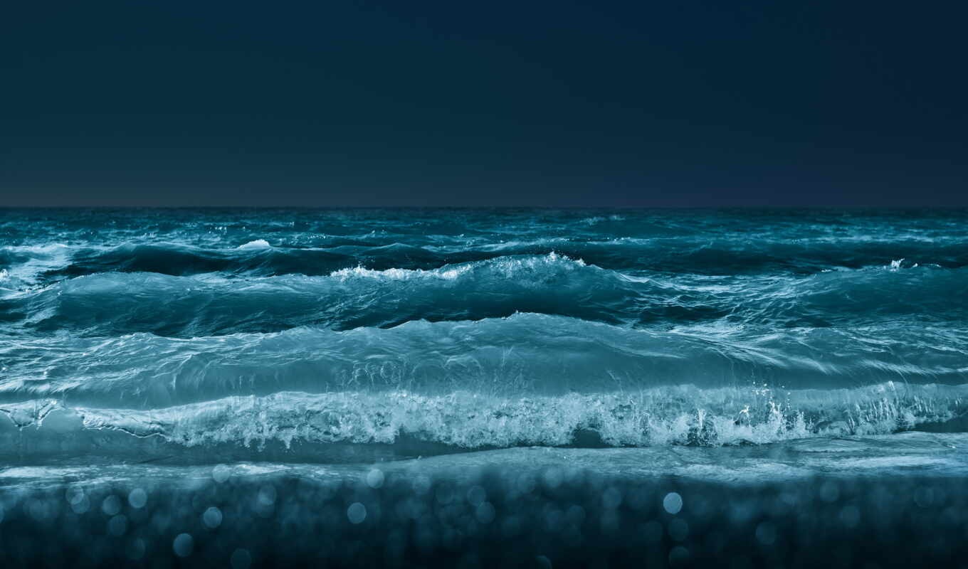 sea, ocean, night, night, waves