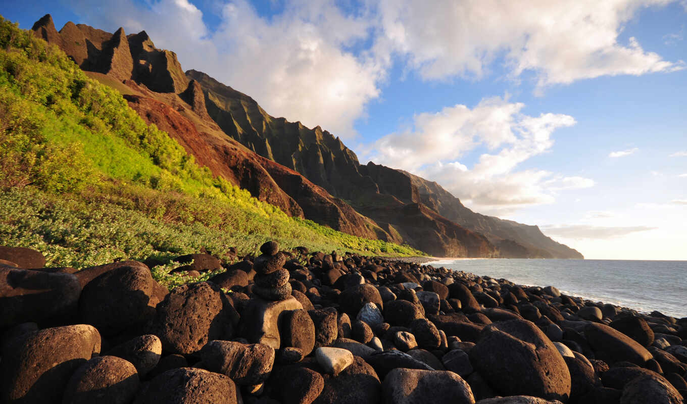 части, побережье, острова, kauai, удивительные, долго, побережья, скалы, пали, оберегали, красивейшего