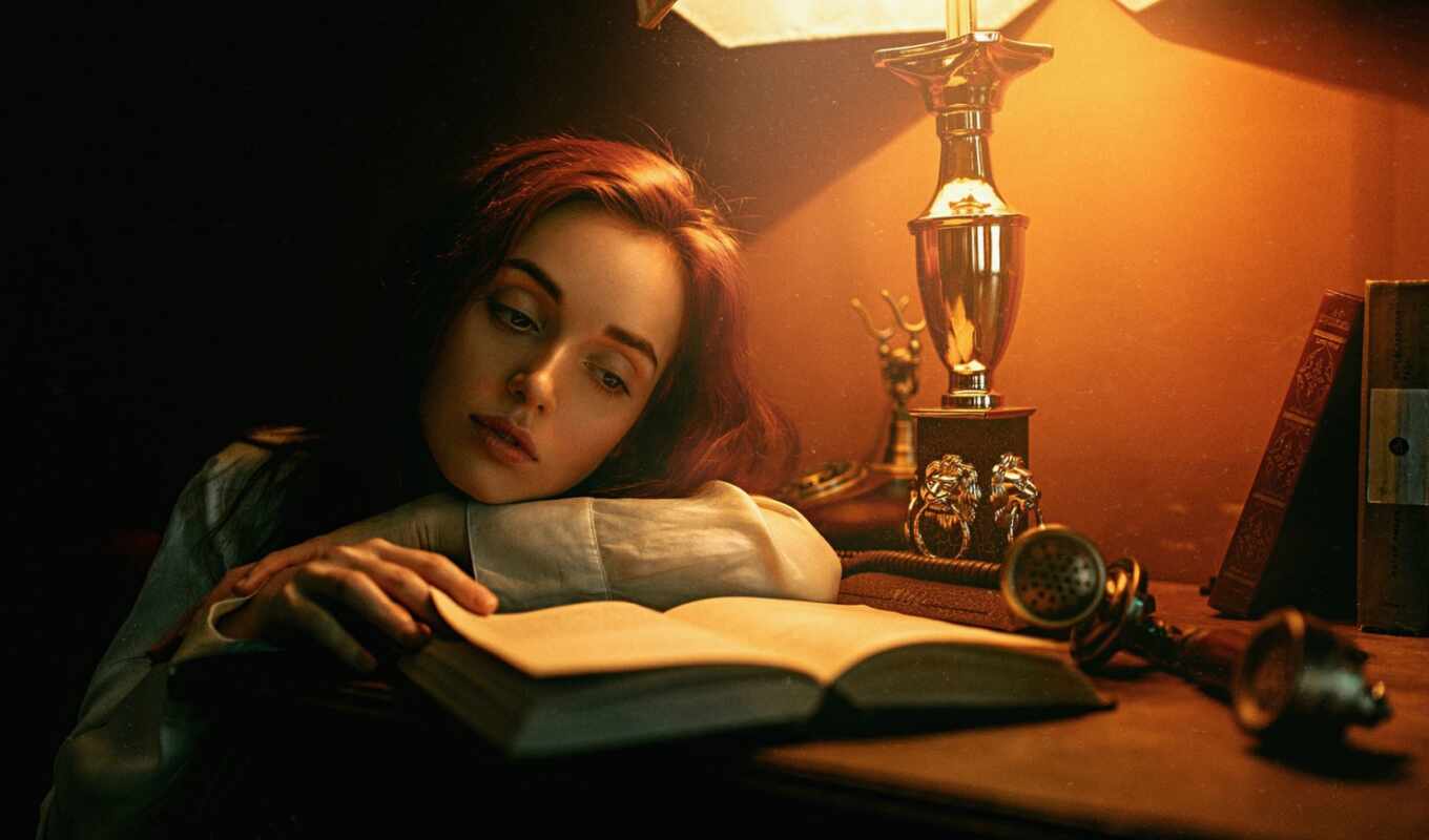 girl, book, light, red, when, beautiful, care, front