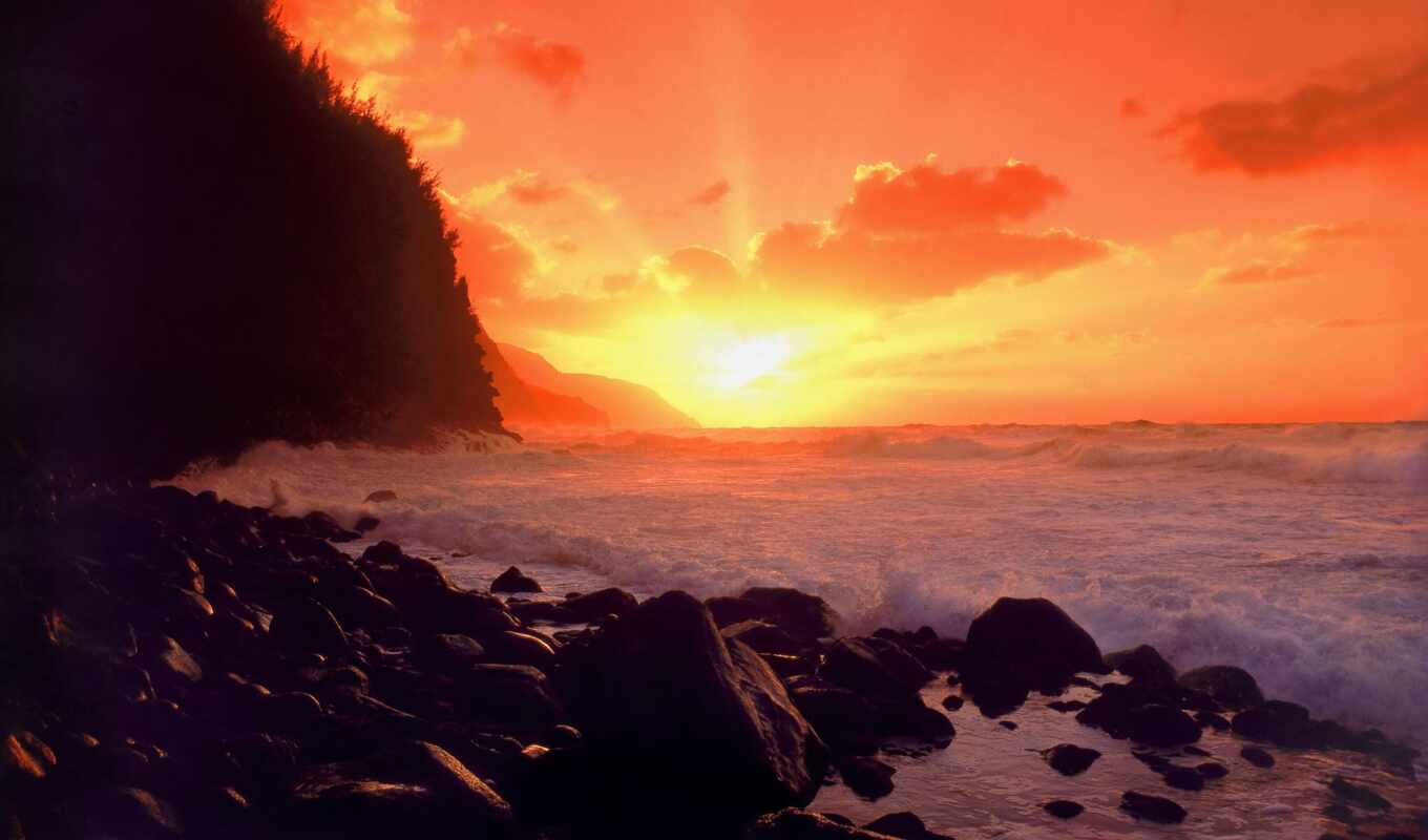 photo, sunset, sunrise, coast