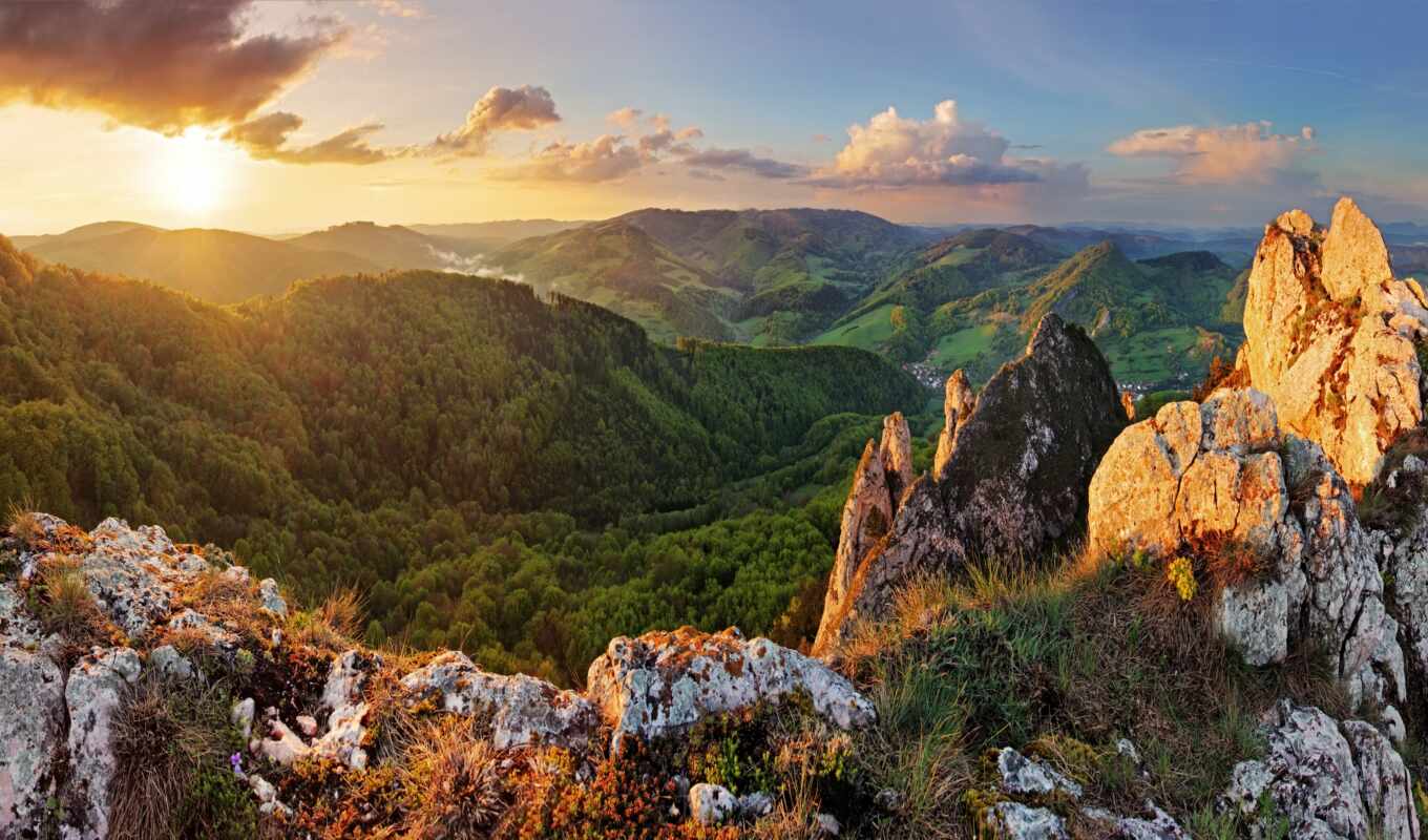 природа, фото, закат, гора, landscape, восход, плакат, скалистый, rare, slovakia