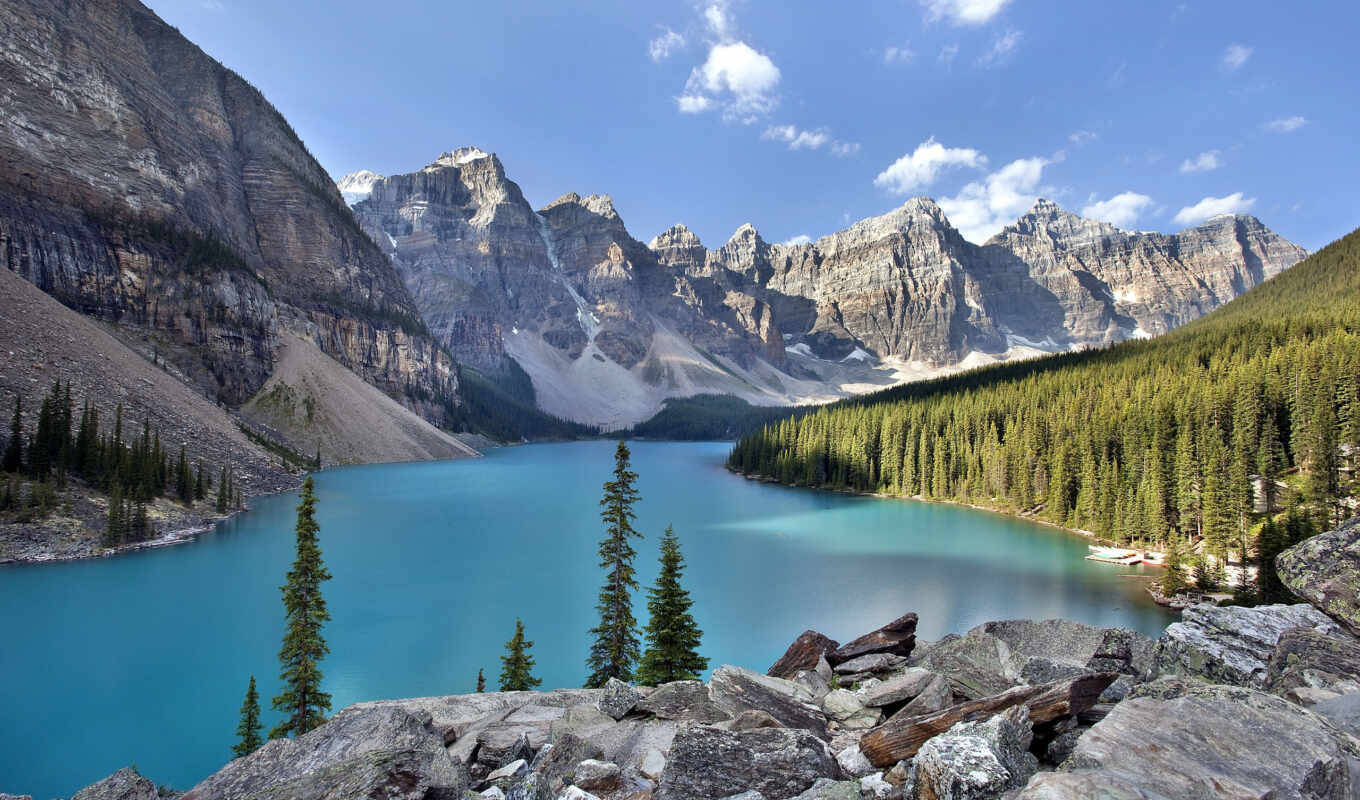 озеро, pictures, park, national, moraine, banff, góry, kanada