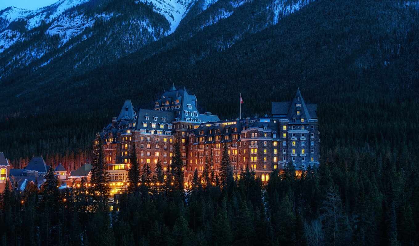 hotel, Canada, spring, banff