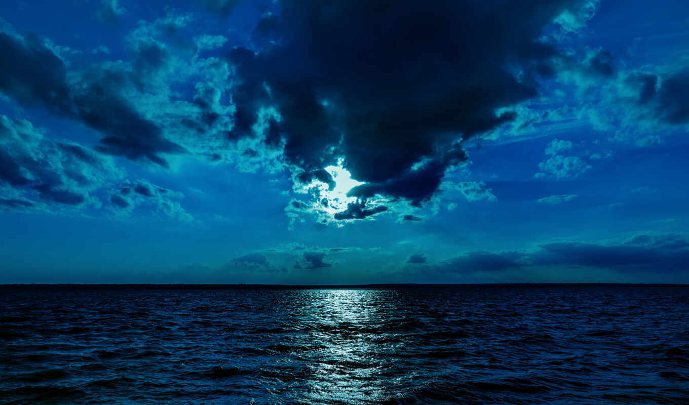 sky, blue, ipad, night, moon, sea