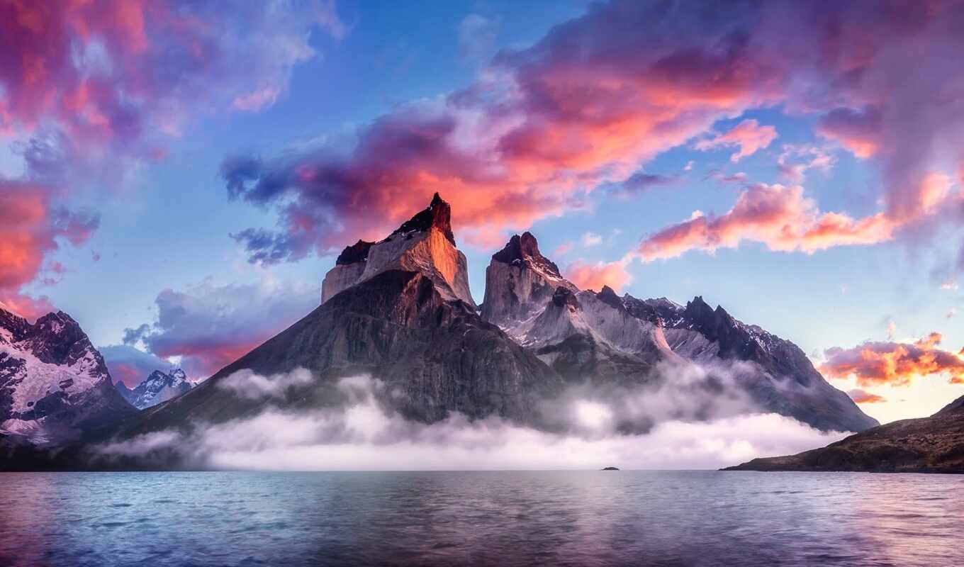 природа, гора, rock, landscape, аргентина, облако, del, paine, patagonia, torre, мелкий