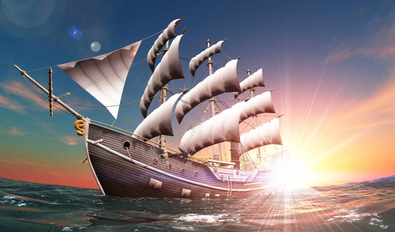 desktop, high, корабль, плакат, парусник, sailboat, sail