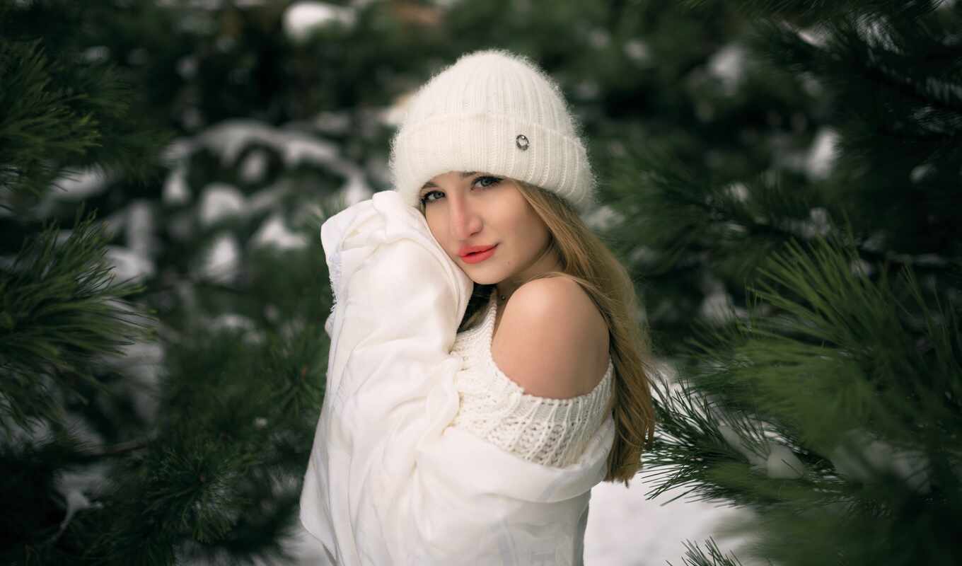 girl, white, snow, winter, model, to clothe