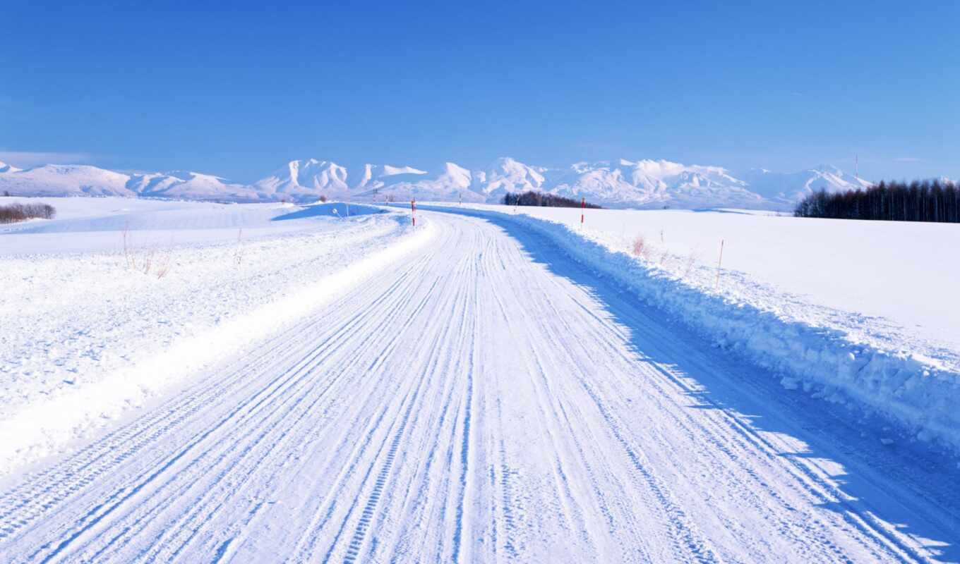 snow, winter, road, winter, mountains, in winter