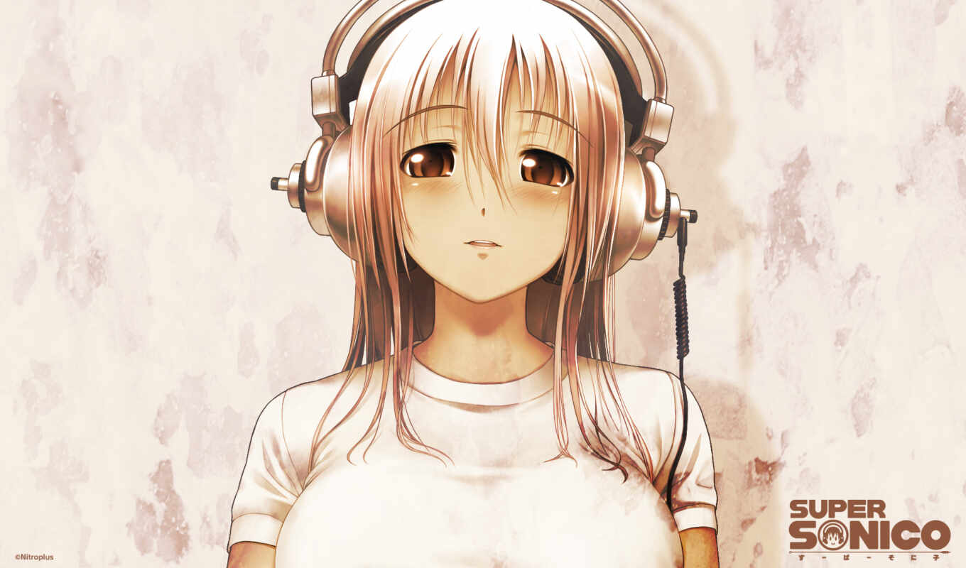 headphones, girl, picture, picture, save, anime, breast, eyes, choose, with the button, right, mice, downloads, nitroplus, sonico