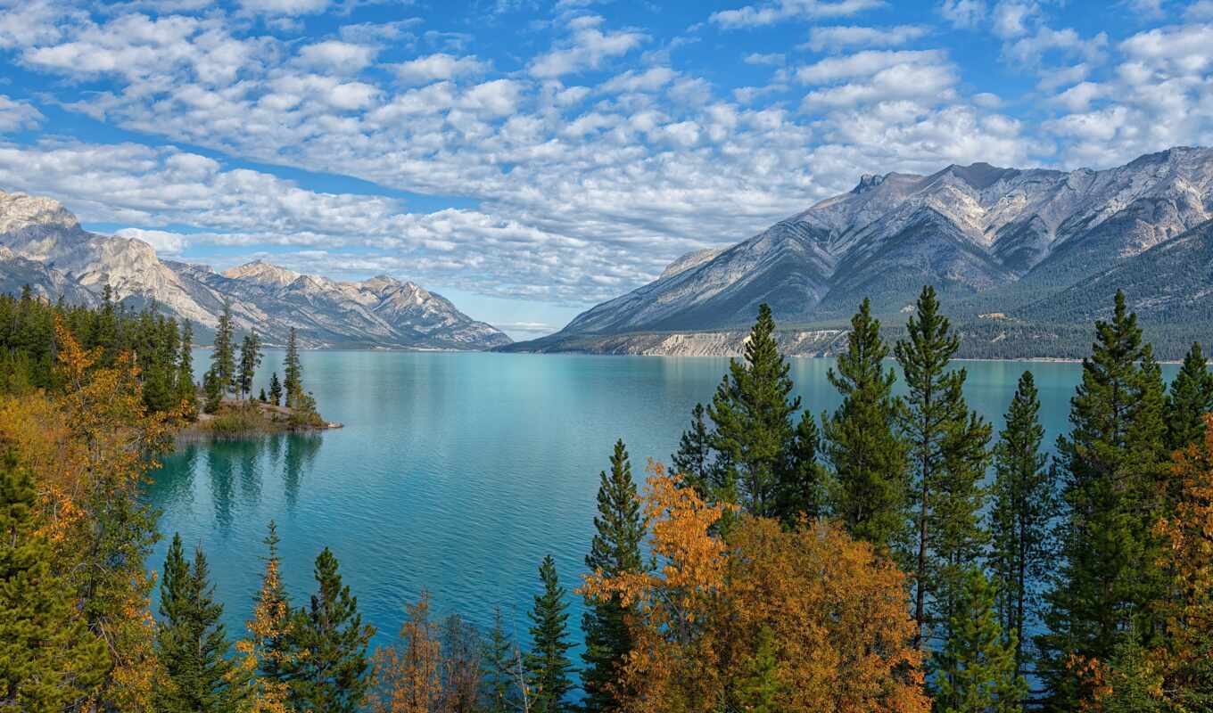 озеро, природа, гора, landscape, канада, красивый, abraham, канадский, drawing
