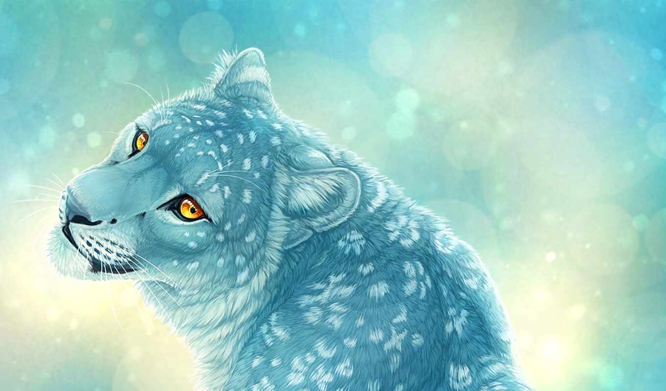 blue, кот, живопись, eyes, yellow