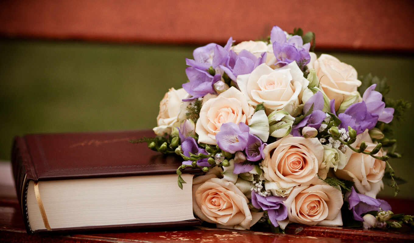 flowers, book, bouquet, wedding, funart