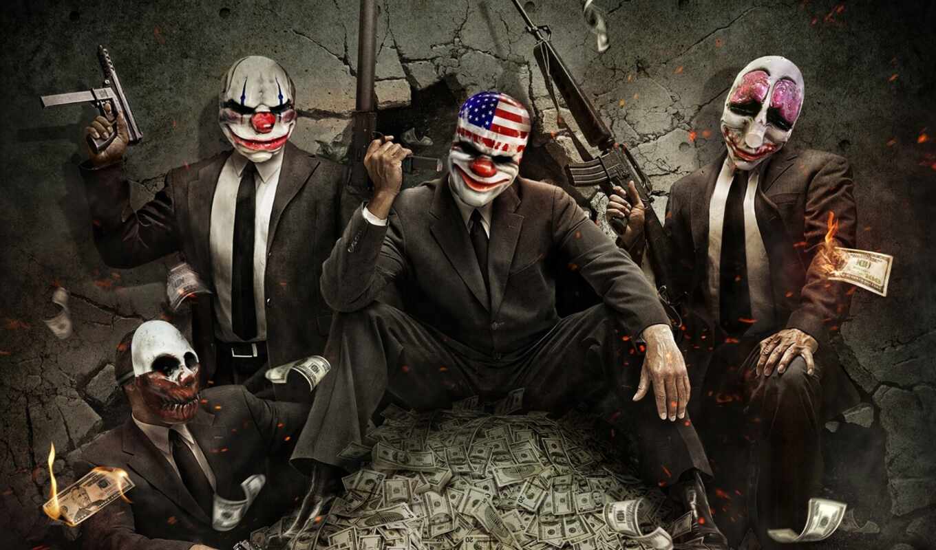 evil, game, background, mask, money, killer, clown, id, payday, heist, pxfuelpage