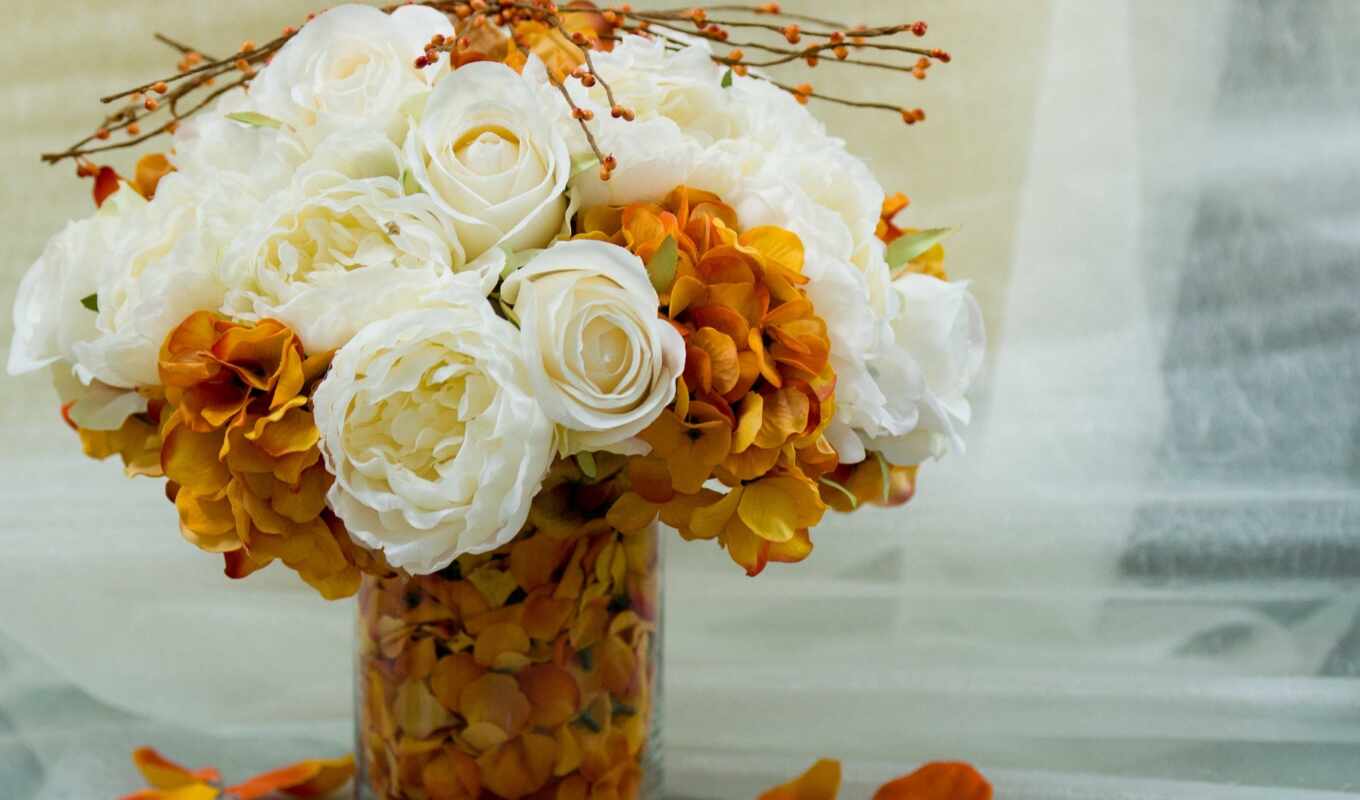 flowers, rose, white, one, autumn, bouquet, vase, tulip, stand, arm