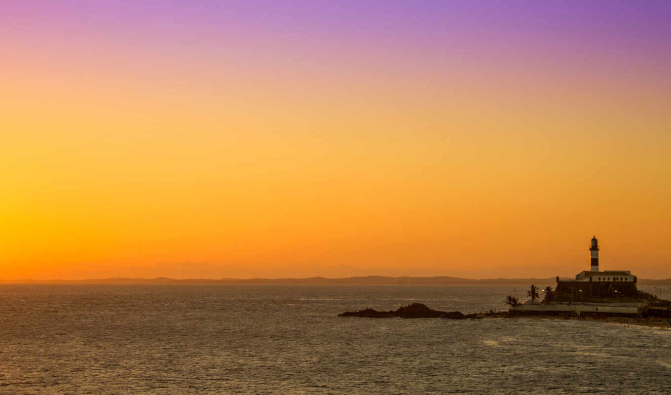 sunset, sea, lighthouse, salvador, even, brazil, Brazil, cristo, bahia