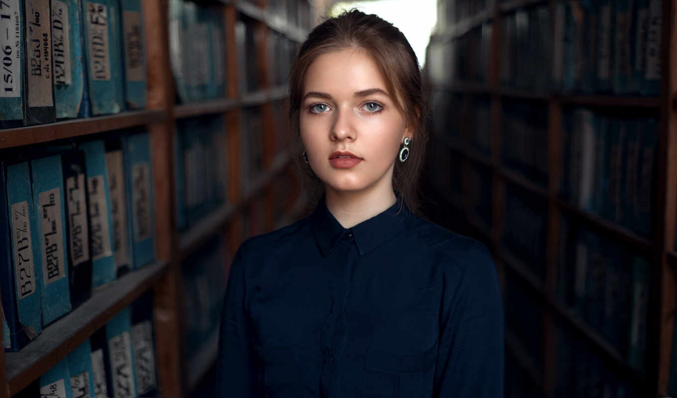 girl, brunette, portrait, see, free, library, oh