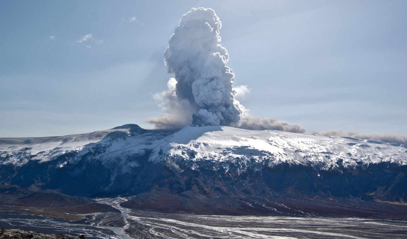 дым, гора, вулкан, лава, пепел, eyjafjallajökull, эйяфьядлайёкюдль