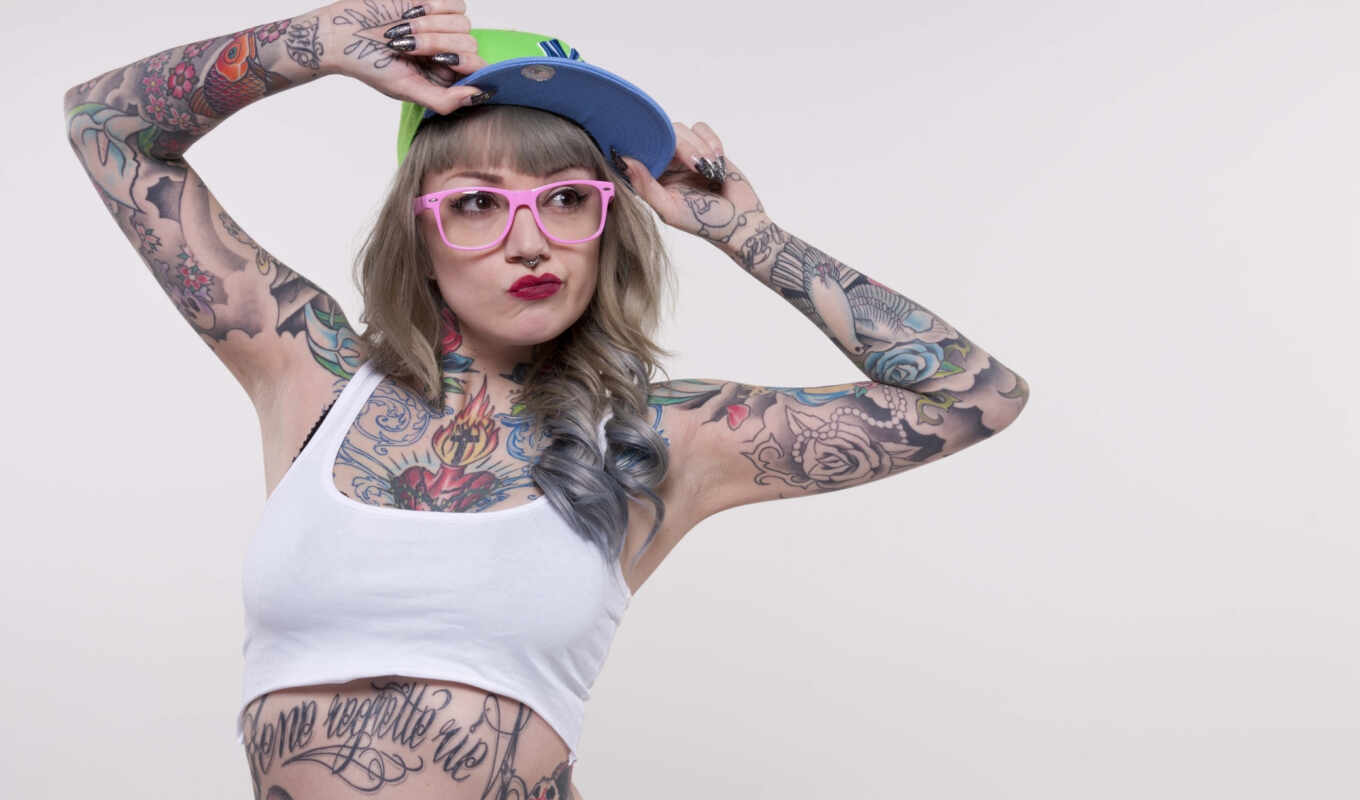 girl, woman, glasses, tattoo, wall, paper, tattoos, dövmeler