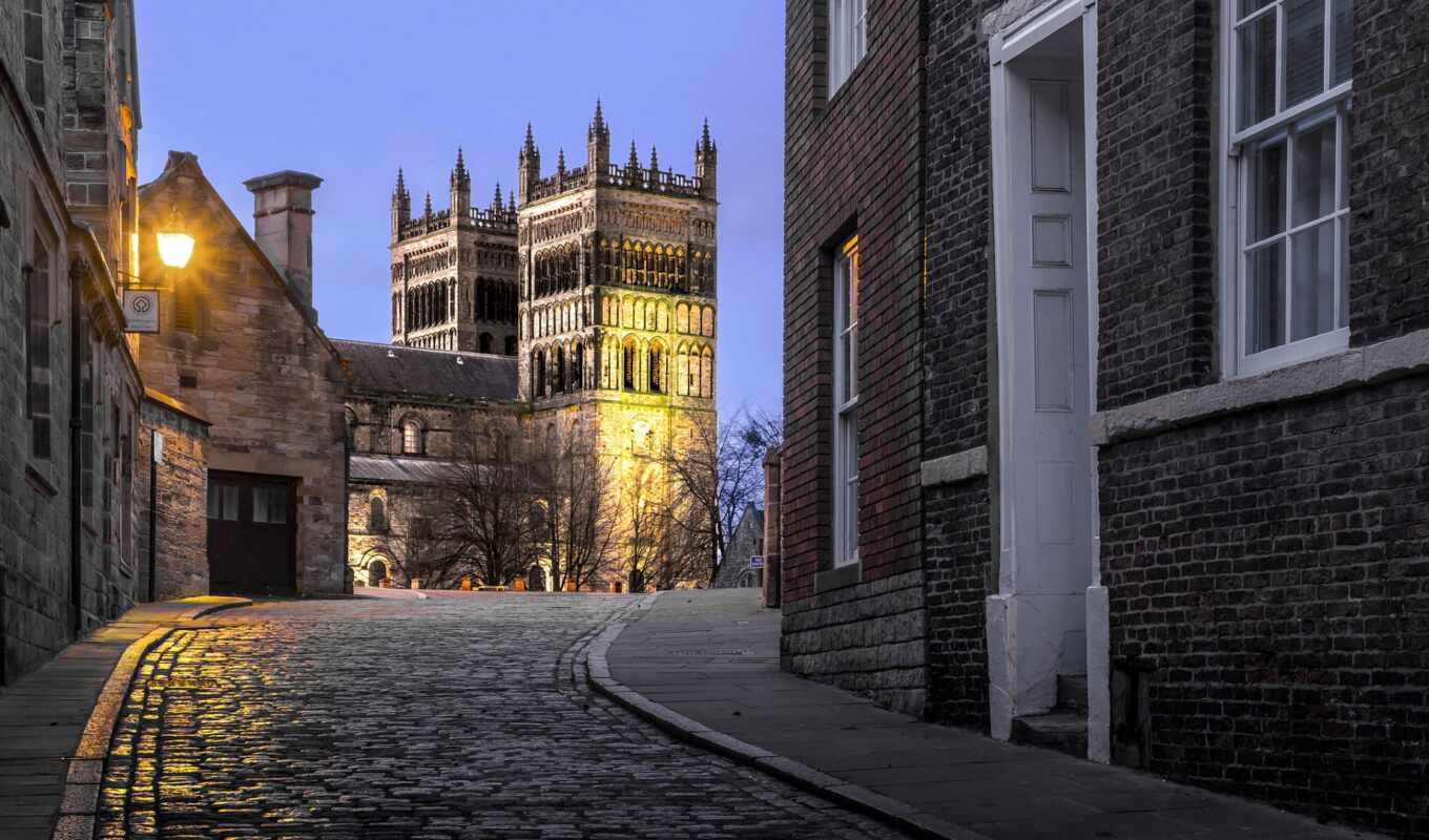 home, tree, city, street, architecture, England, build, cathedral, church, dimension, durham