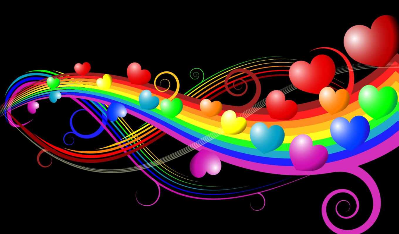 love, rainbow, heart