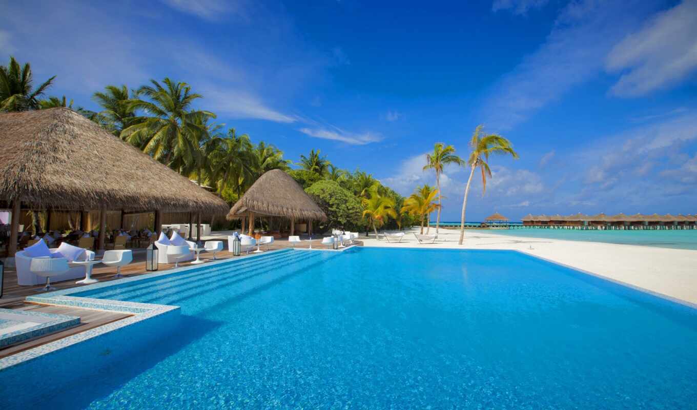 sea, swimming pool, resort, ocean, swimming, maldive