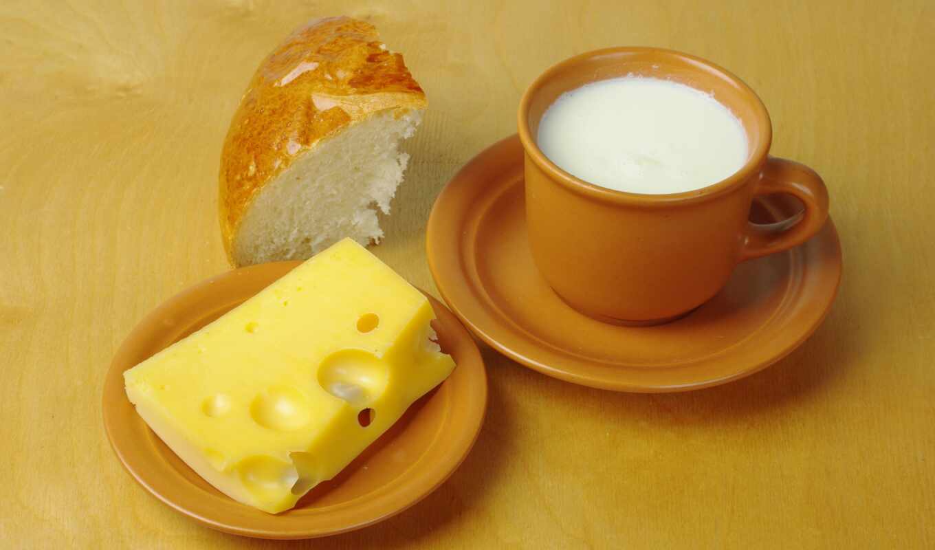 desktop, table, milk, bread, cheese, sauces