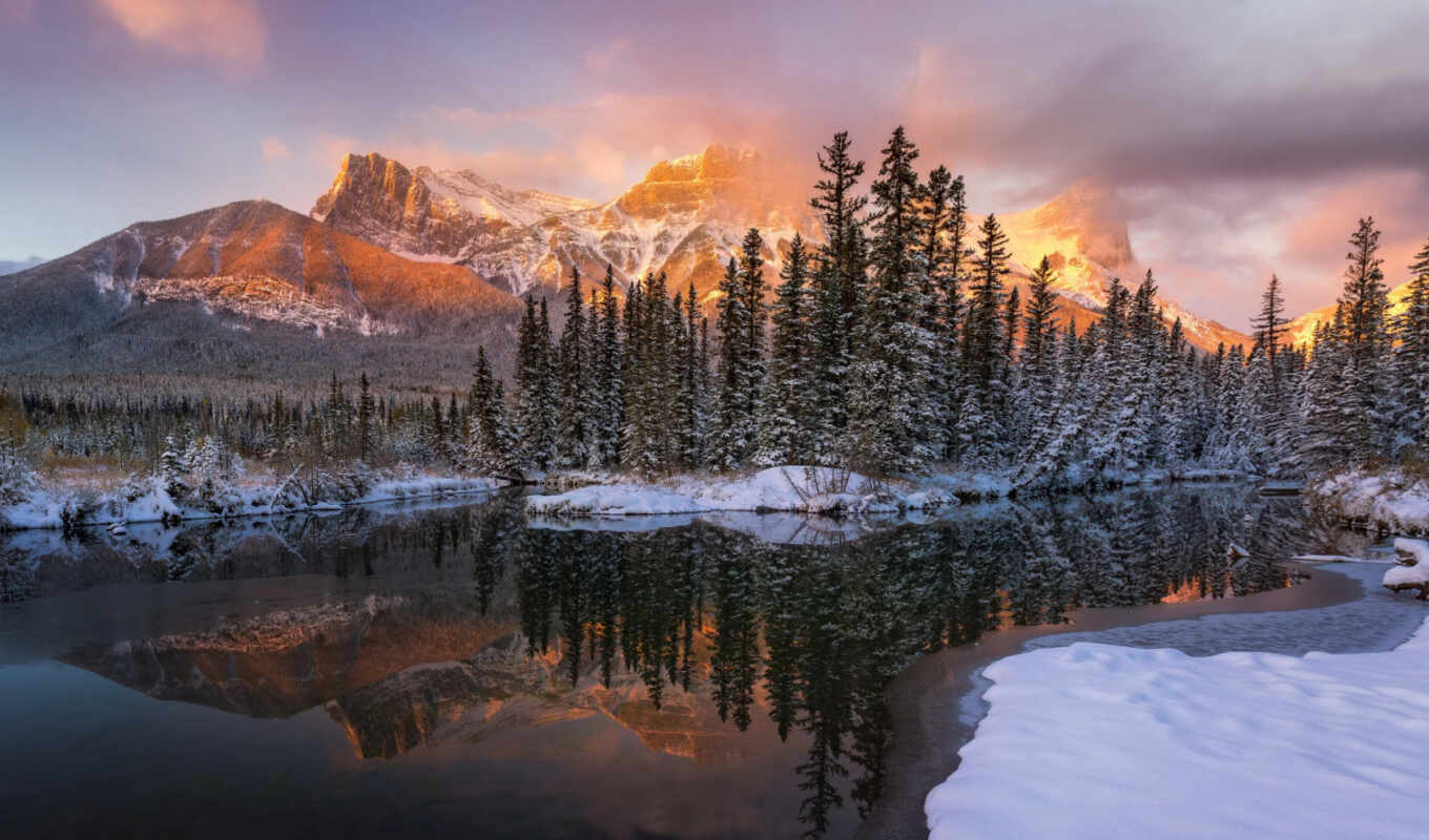 lake, nature, photo, snow, winter, mountain, reflection, fore